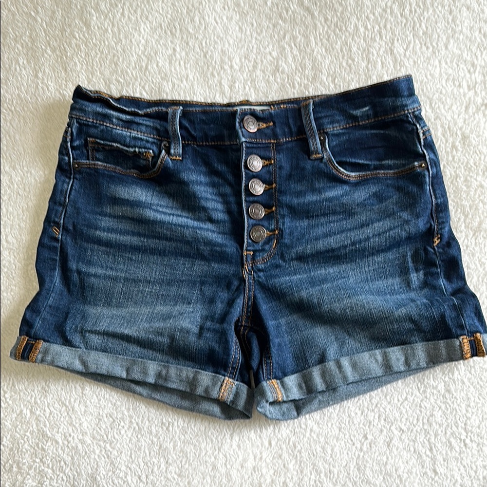 Mudd Women's Blue Denim Button Up Shorts Size 9